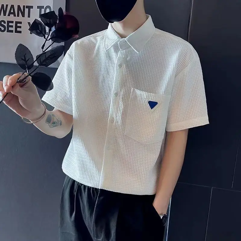 Men's Clothing Solid Color Shirts Stylish Textured Waffle Summer Casual Pockets Spliced All-match Lapel Single-breasted Shirts
Men's Clothing Solid Color Shirts Stylish Textured Waffle Summer Casual Pockets Spliced All-match Lapel Single-breasted Shirts