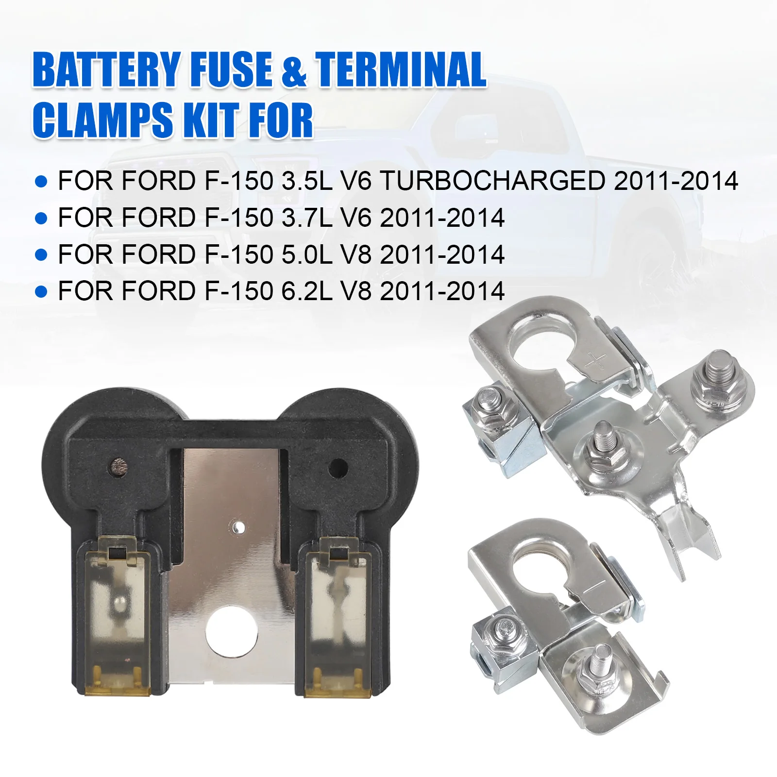 For Ford F-150 F-250 Pick Up Truck Alternator Starter AL3Z14526AA BT4Z-14450-AA Battery Terminal Clamp and Battery Fuse Terminal
For Ford F-150 F-250 Pick Up Truck Alternator Starter AL3Z14526AA BT4Z-14450-AA Battery Terminal Clamp and Battery Fuse Terminal