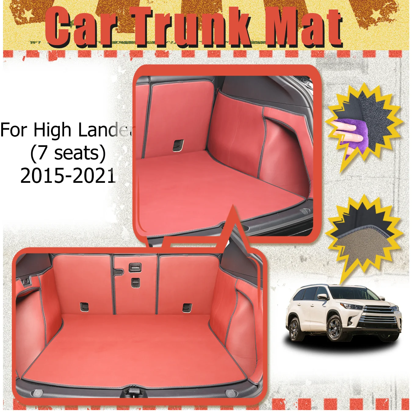 Для Toyota для High Lander (7 мест) 2015-2021 Коврик в багажник автомобиля с полным окружением, утолщенный трехслойный ПВХ, износостойкий, водонепроницаемый
Для Toyota для High Lander (7 мест) 2015-2021 Коврик в багажник автомобиля с полным окружением, утолщенный трехслойный ПВХ, износостойкий, водонепроницаемый