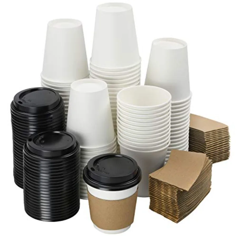 200 Pack 8 oz White Paper Disposable Coffee Cups with Lids and Sleeves Hot Cold Beverage Drinking Cup for Water Juice Espresso
200 Pack 8 oz White Paper Disposable Coffee Cups with Lids and Sleeves Hot Cold Beverage Drinking Cup for Water Juice Espresso