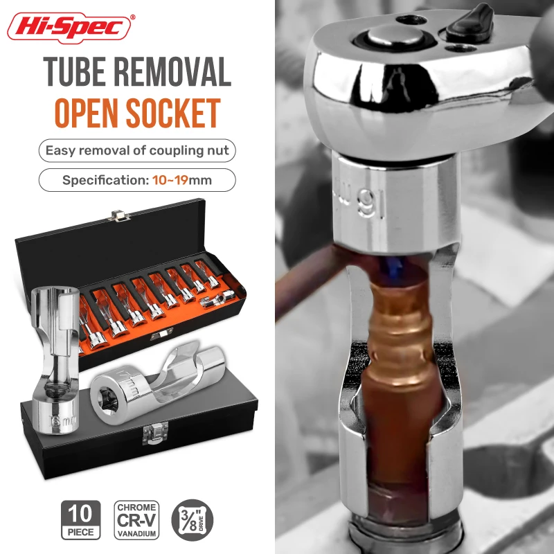Hi-Spec 10PC 3/8" Fuel Line Removal Open Socket Set Union Nut Socket Open Oil Pipe Removal Sleeve Car Repairing Tools Hand Tool
Hi-Spec 10PC 3/8" Fuel Line Removal Open Socket Set Union Nut Socket Open Oil Pipe Removal Sleeve Car Repairing Tools Hand Tool