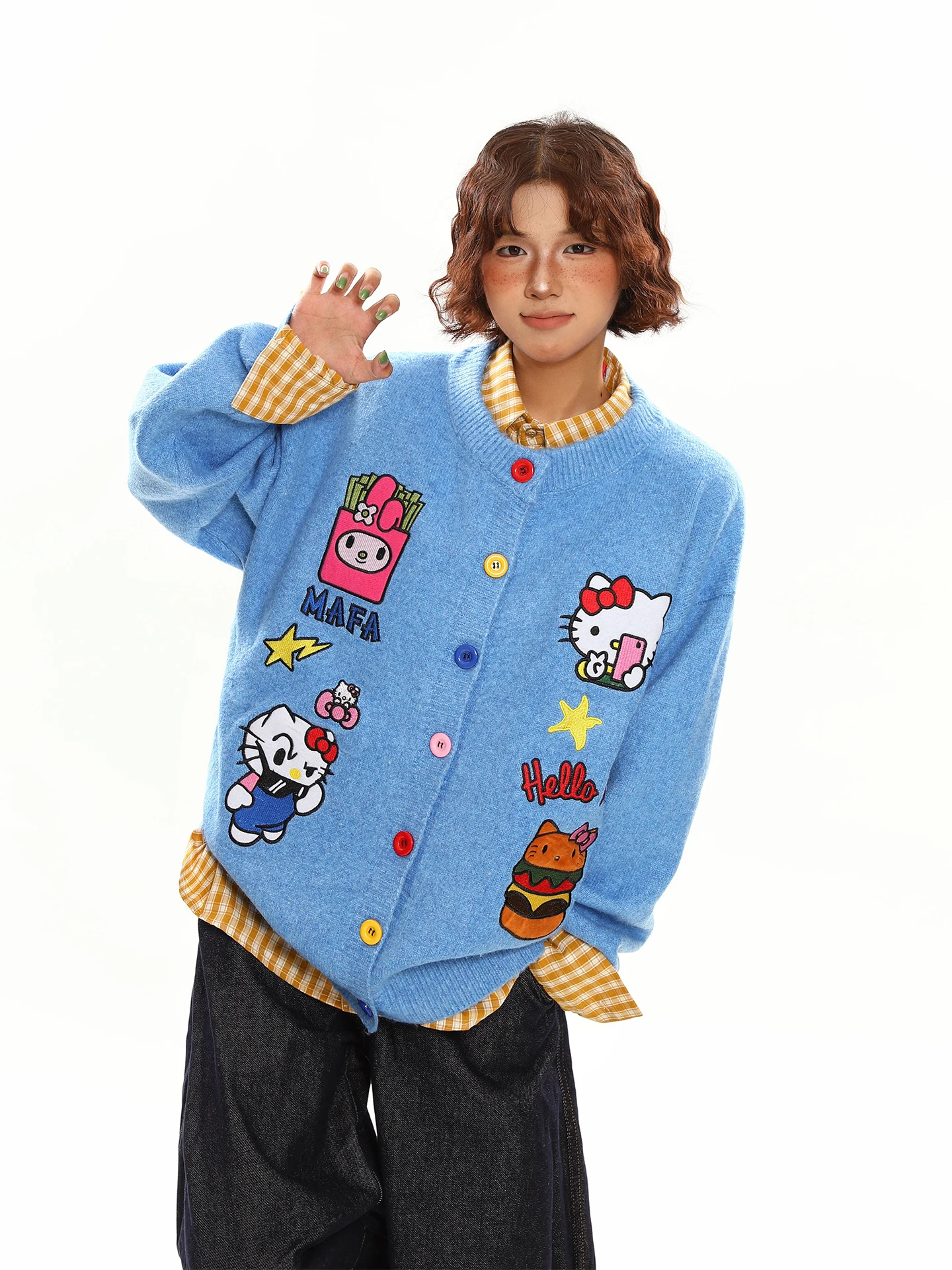 Chen Stiy Old Store American Cute Cartoon Embroidered Knitted Open Cardigan Sweater Women's Autumn Lazy Loose Casual Jaet
Chen Stiy Old Store American Cute Cartoon Embroidered Knitted Open Cardigan Sweater Women's Autumn Lazy Loose Casual Jaet