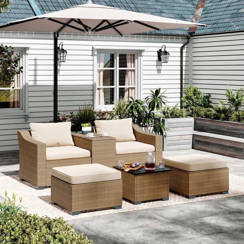 Patio Conversation Set Rattan Outdoor 6 Piece, Sectional Furniture Sofa Set, Wicker Couch with Coffee Table and Cushions for Poo
Patio Conversation Set Rattan Outdoor 6 Piece, Sectional Furniture Sofa Set, Wicker Couch with Coffee Table and Cushions for Poo