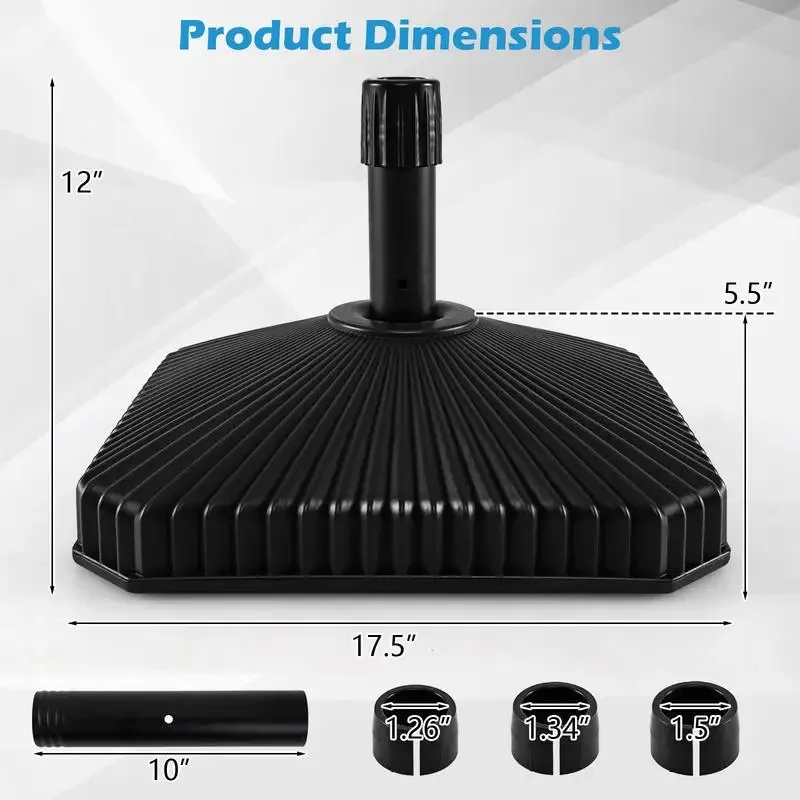 Fillable Umbrella Base with Shell Texture and 3 Coupler Sizes-Black
Fillable Umbrella Base with Shell Texture and 3 Coupler Sizes-Black