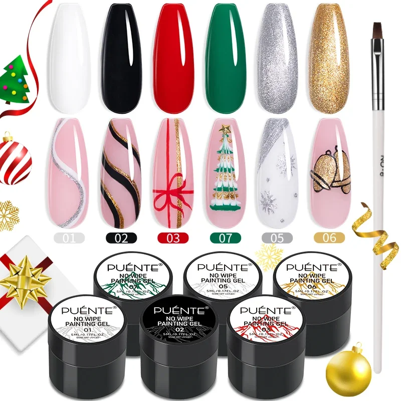 6Pcs/set Christmas No Wipe Painting Gel Nail Polish Soak Off UV/LED Semi-permanent Drawing Liner Art Gel Varnish For Manicure
6Pcs/set Christmas No Wipe Painting Gel Nail Polish Soak Off UV/LED Semi-permanent Drawing Liner Art Gel Varnish For Manicure