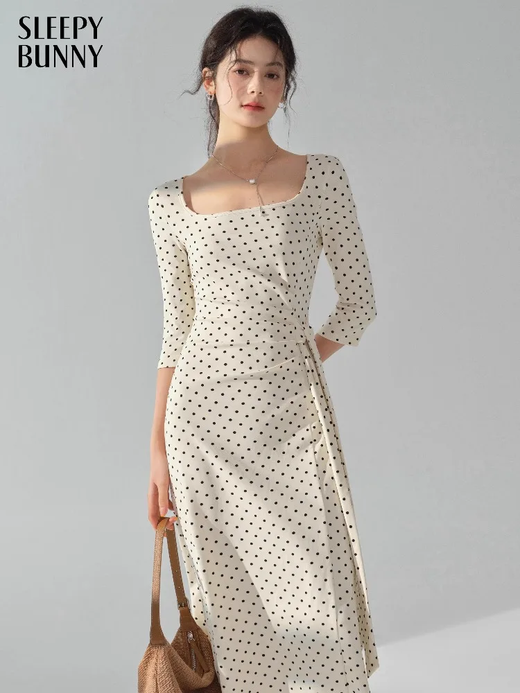 Elegant Vintage Square Neck Dress French Midi Long Sleeve Slim Fit Waist Tie Slit Hem Autumn Chic Tea Break Party Outfit Women
Elegant Vintage Square Neck Dress French Midi Long Sleeve Slim Fit Waist Tie Slit Hem Autumn Chic Tea Break Party Outfit Women