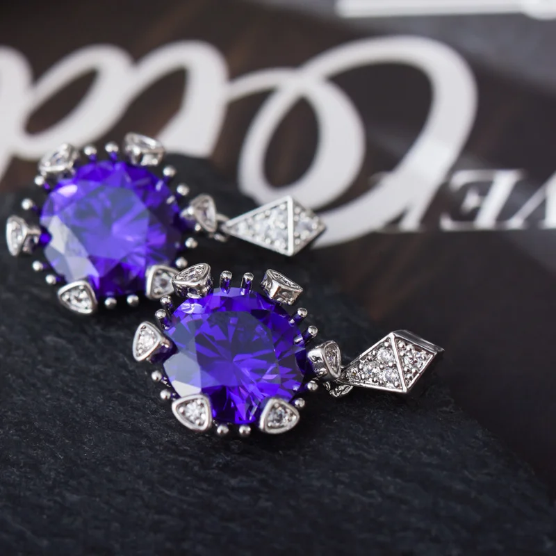 925 Silver Purple Amethyst Drop Earrings for Women, Sterling Silver Plated Cubic Zircon Dangle Earrings, Party Jewelry
925 Silver Purple Amethyst Drop Earrings for Women, Sterling Silver Plated Cubic Zircon Dangle Earrings, Party Jewelry