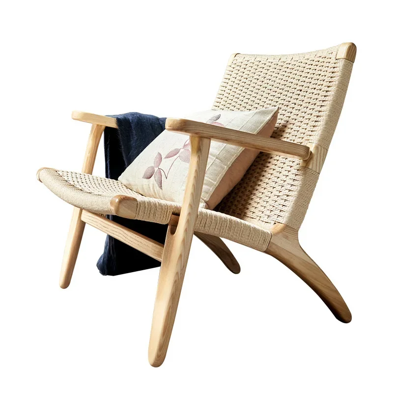 Nordic balcony leisure rope woven solid wood sofa chair, hotel homestay ash wood back chair
Nordic balcony leisure rope woven solid wood sofa chair, hotel homestay ash wood back chair