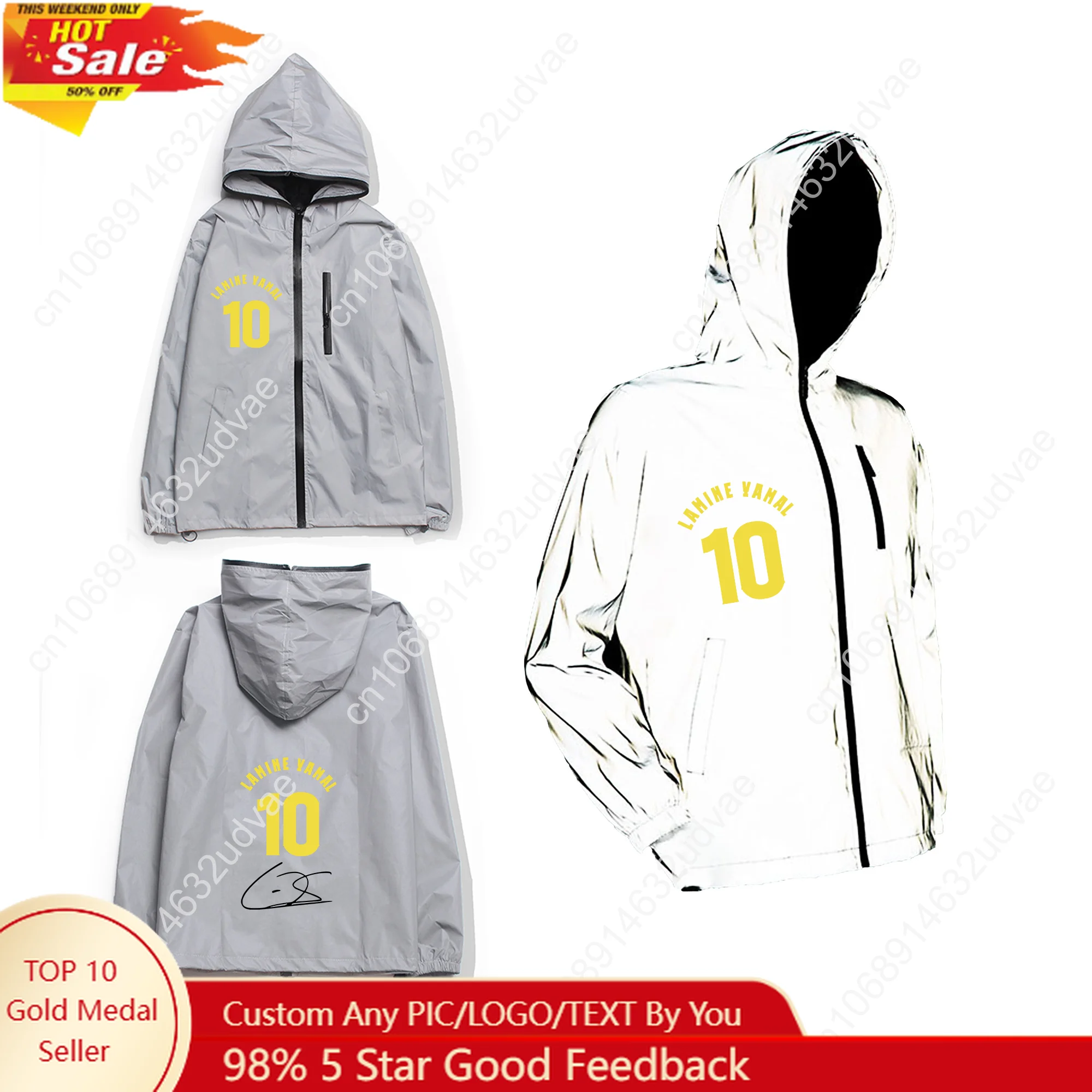 Yamal No.10 Reflective Jacket Men Women Coat Spain Soccer Star Zipper Hooded Sweatshirt Windbreaker Hiking Customized TOPS
Yamal No.10 Reflective Jacket Men Women Coat Spain Soccer Star Zipper Hooded Sweatshirt Windbreaker Hiking Customized TOPS