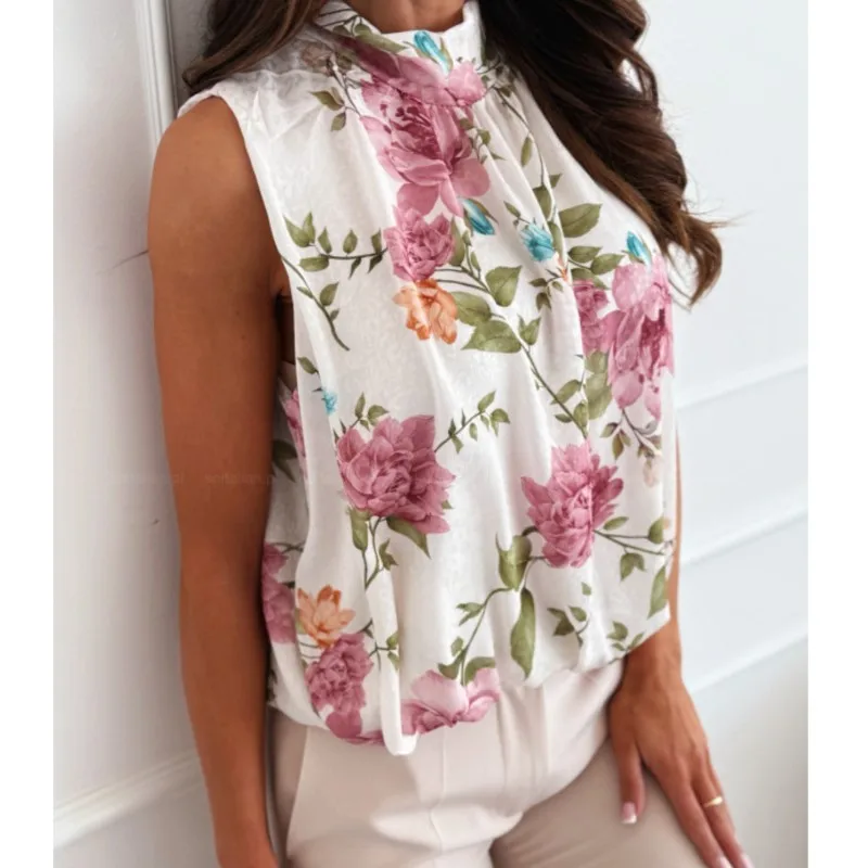 Women Elegant Vacation Floral Sleeveless Printed Blouse Strap Off Shoulder O Neck Back Bow Tie Pink Flower Holiday Beach Shirts
Women Elegant Vacation Floral Sleeveless Printed Blouse Strap Off Shoulder O Neck Back Bow Tie Pink Flower Holiday Beach Shirts