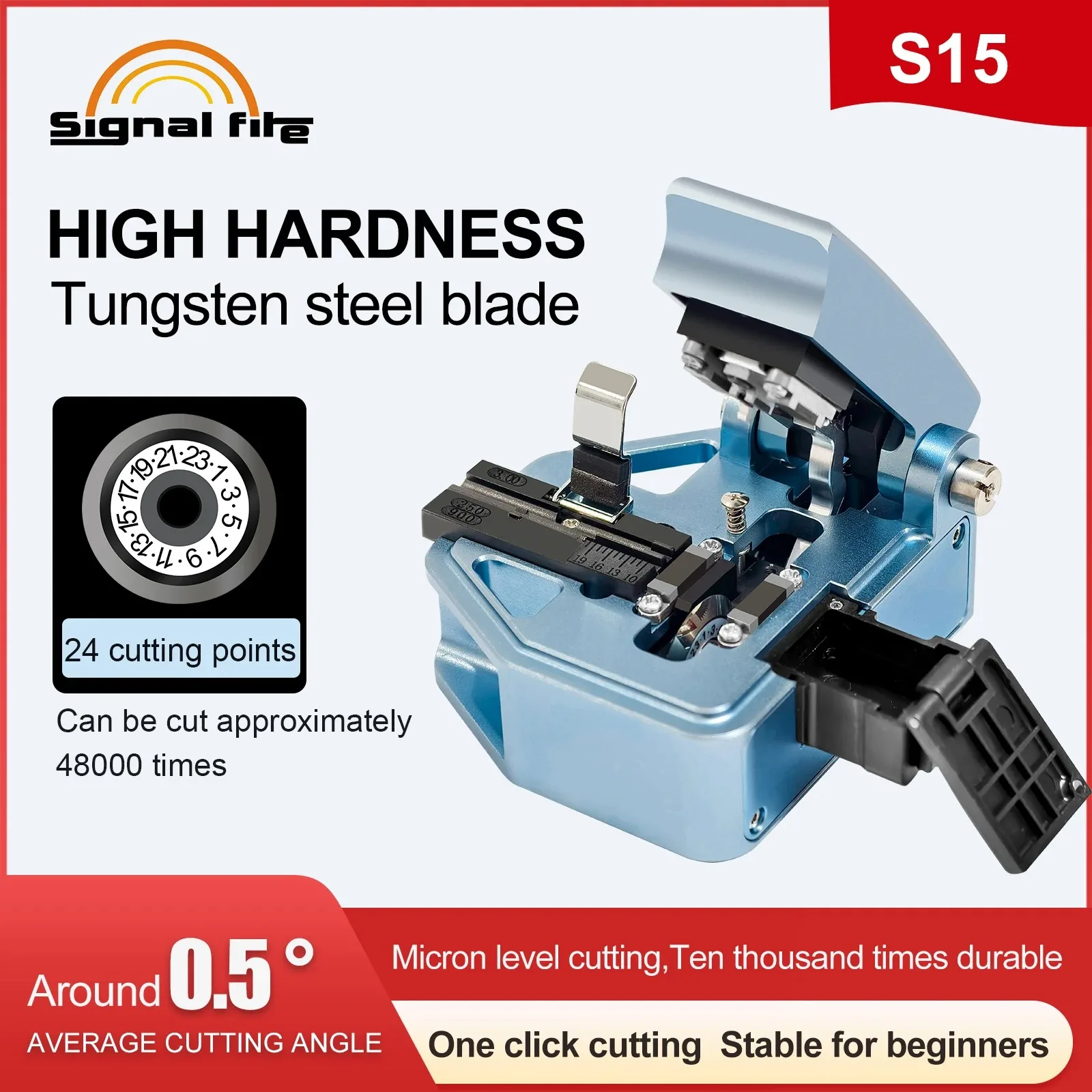 SignalFire S15 High-Quality Fiber Cleaver Optical Fiber Cutter One-Step 4-in-1 Fixture with 48,000 times Blade
SignalFire S15 High-Quality Fiber Cleaver Optical Fiber Cutter One-Step 4-in-1 Fixture with 48,000 times Blade