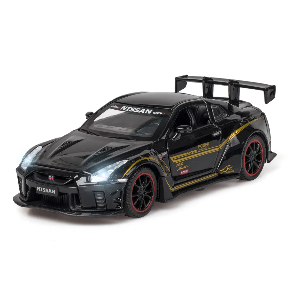 Hot Racing 1: 32 Simulation Nissan GTR R35 Alloy Toy Car Model with Lights Sound Imitation Car Interior Decoration Gift Props
Hot Racing 1: 32 Simulation Nissan GTR R35 Alloy Toy Car Model with Lights Sound Imitation Car Interior Decoration Gift Props