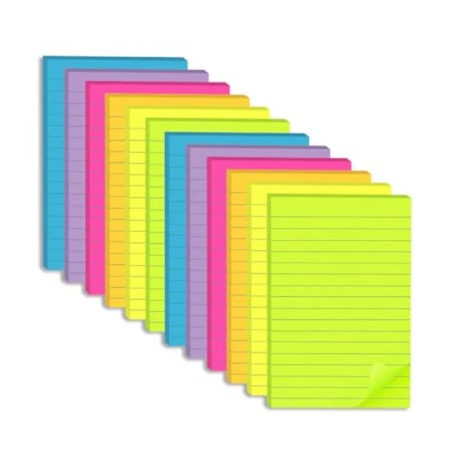 Pack Lined Sticky Notes 4x6 in, Large Notepads with Lines, Ruled Stickies Super Sticking Power, Office School Memo Note Pads Br
Pack Lined Sticky Notes 4x6 in, Large Notepads with Lines, Ruled Stickies Super Sticking Power, Office School Memo Note Pads Br