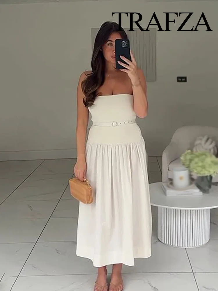 HH Woman's New Fashion Temperament Elegant Backless Long Dress Female Solid Strapless Belt Decoration Slim Sleeveless Dress
HH Woman's New Fashion Temperament Elegant Backless Long Dress Female Solid Strapless Belt Decoration Slim Sleeveless Dress
