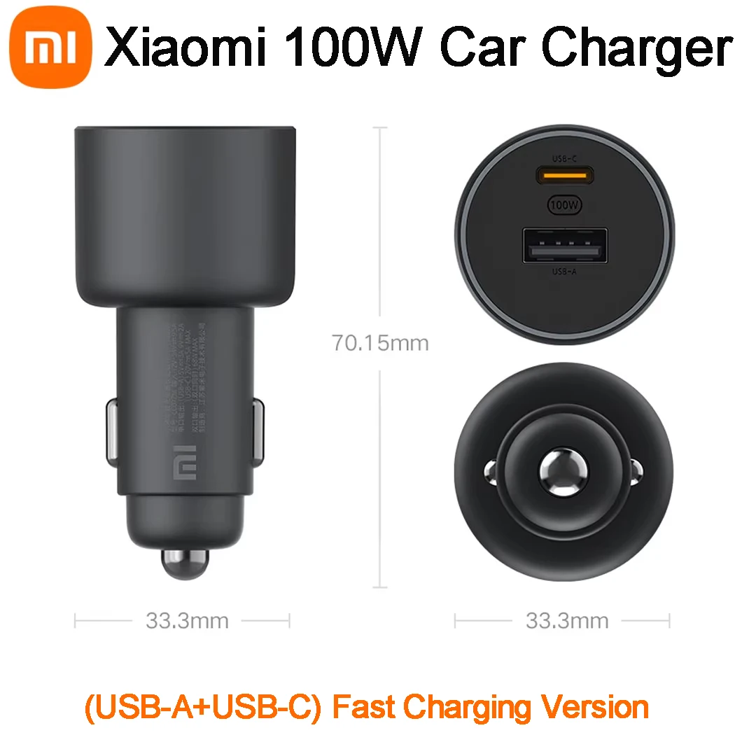 Xiaomi 100W Car Charger 1A1C Fast Charging Dual-port USB-A USB-C Smart Device Fully Compatible With Light Effect Display
Xiaomi 100W Car Charger 1A1C Fast Charging Dual-port USB-A USB-C Smart Device Fully Compatible With Light Effect Display