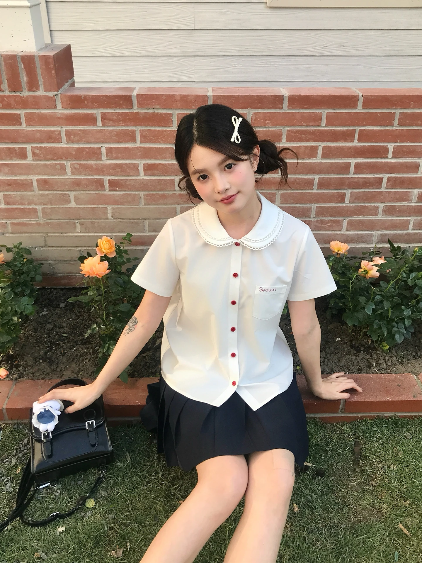 Cute Embroidered Doll Collar ort Sve White irt Tokyo Seasonal Record JK Summer New Arrival Breathable Polyester Fiber
Cute Embroidered Doll Collar ort Sve White irt Tokyo Seasonal Record JK Summer New Arrival Breathable Polyester Fiber