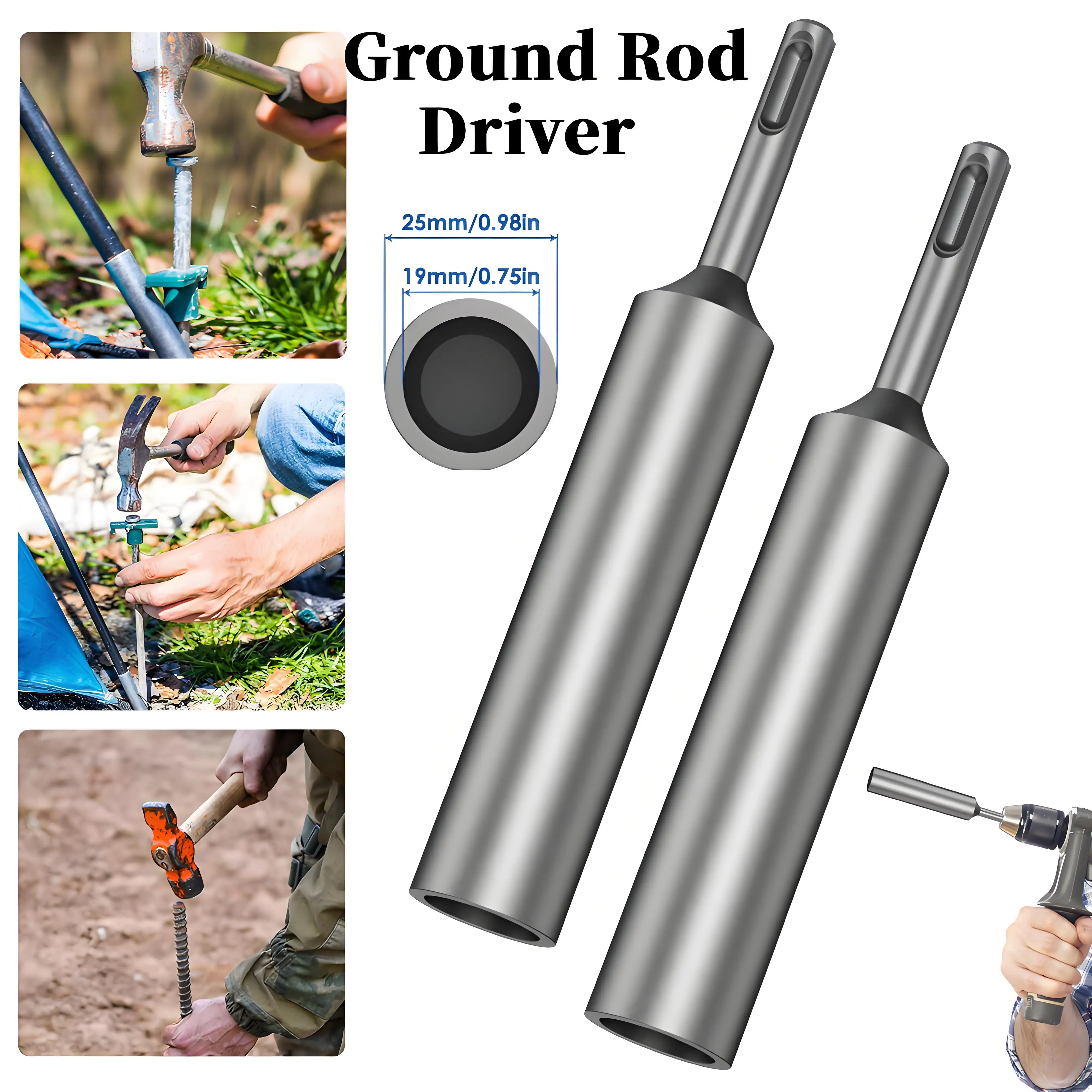 2Pcs Ground Rod Driver Bit Wear Resistant Steel Professional SDS Plus Drill High Hardness Hardware Tool Adapter for Hammer Drill
2Pcs Ground Rod Driver Bit Wear Resistant Steel Professional SDS Plus Drill High Hardness Hardware Tool Adapter for Hammer Drill