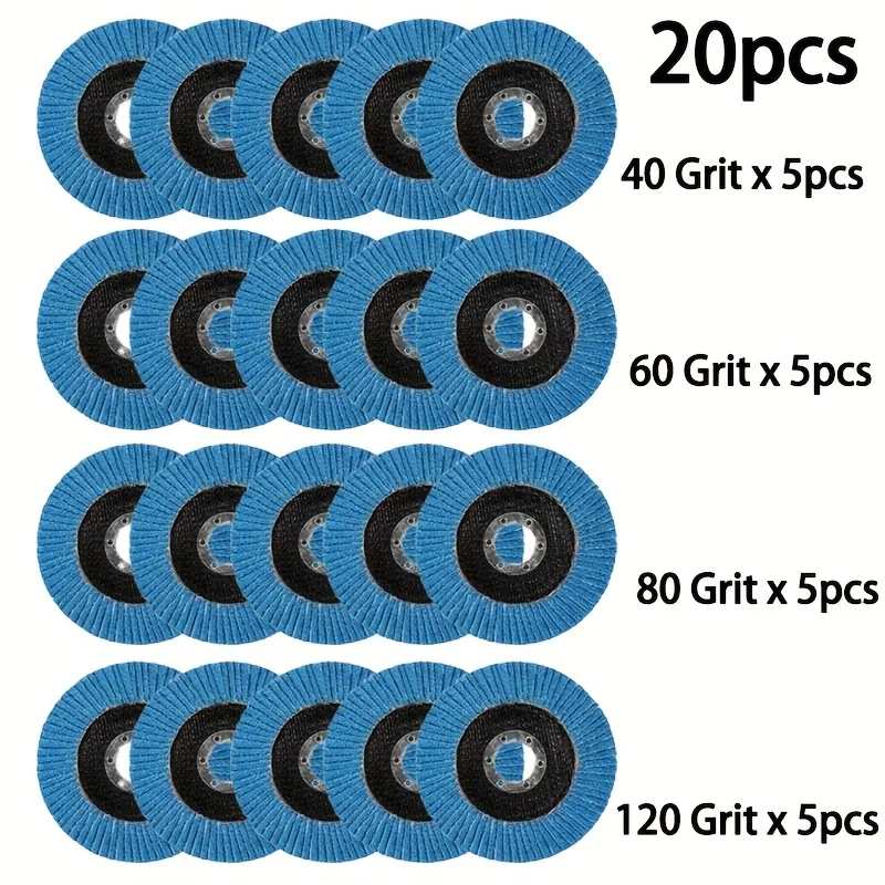 20pcs 4.5" Flap Discs for Angle Grinder - Compatible with Angle Grinders, Angle Grinder Accessories, Smooth Surface Discs
20pcs 4.5" Flap Discs for Angle Grinder - Compatible with Angle Grinders, Angle Grinder Accessories, Smooth Surface Discs