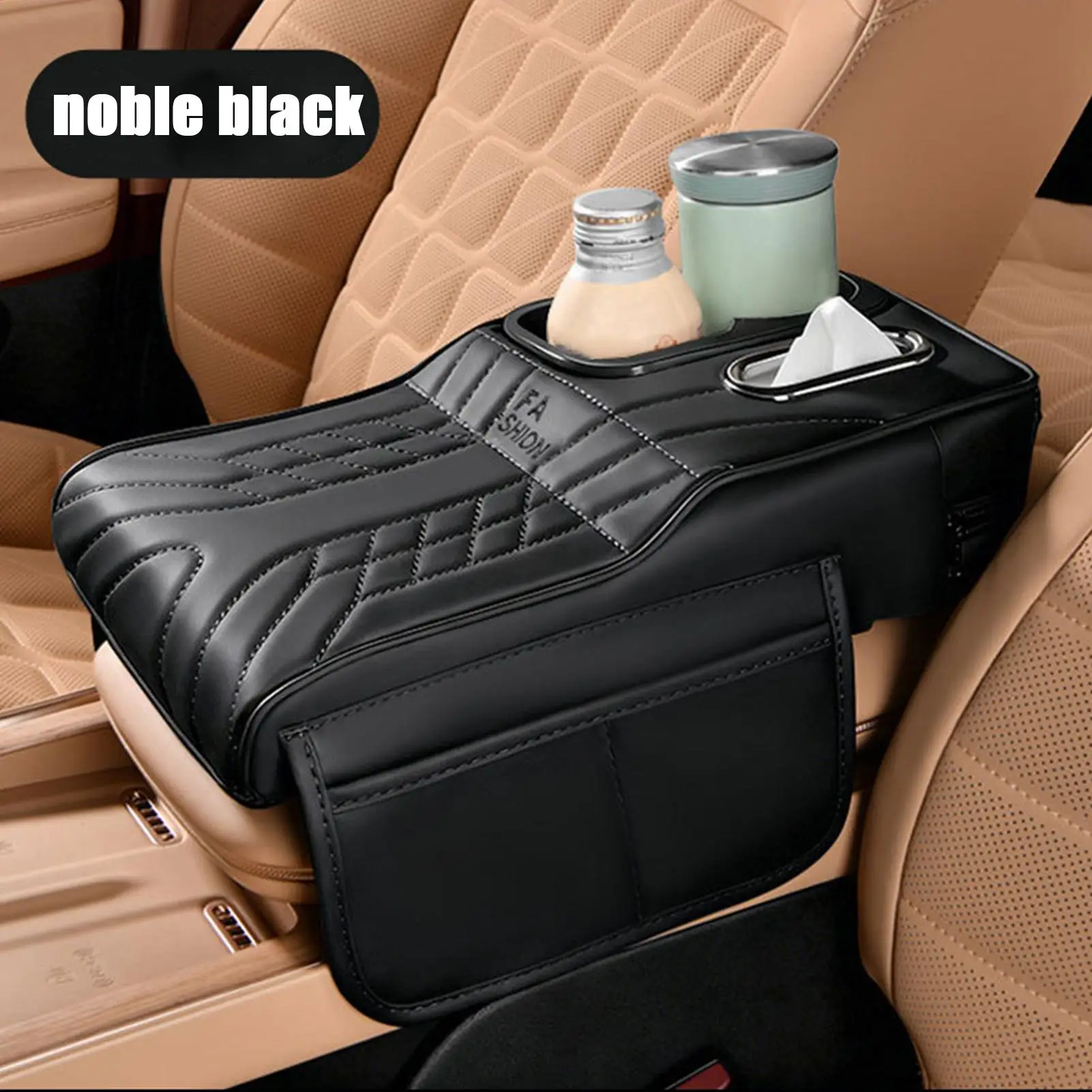 PU Leather Car Armrest Cover Pad with Storage, Adds Cushion & Organizer Tray with Cup Holder, Protects & Upgrades auto Interior
PU Leather Car Armrest Cover Pad with Storage, Adds Cushion & Organizer Tray with Cup Holder, Protects & Upgrades auto Interior