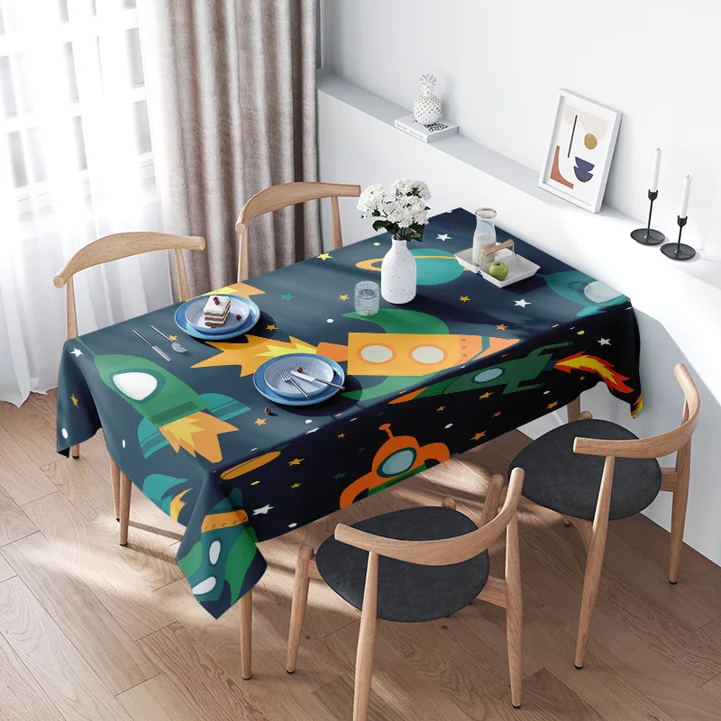Space-themed tablecloth with rocketsperfect for a fun kitchen or dining room decor!
Space-themed tablecloth with rocketsperfect for a fun kitchen or dining room decor!
