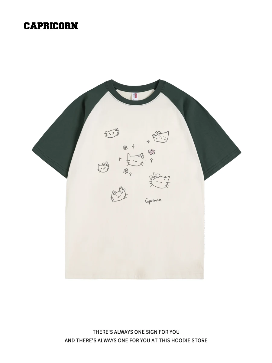 Hand-Painted Pure Cotton Short-Sleeve T-Shirt Women's Summer Fashion Brand Inner Wear Half Sleeve Top Creative Cartoon Print
Hand-Painted Pure Cotton Short-Sleeve T-Shirt Women's Summer Fashion Brand Inner Wear Half Sleeve Top Creative Cartoon Print