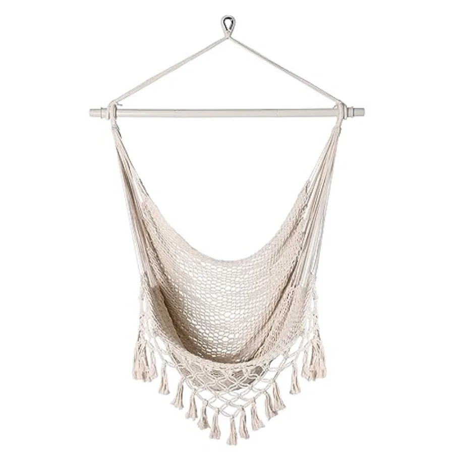 Handwoven Cotton Rope Hammock Chair with Metal Spreader Bar Boho Hanging Chair Bedroom Indoor Outdoor Swing Chair with Tassle S
Handwoven Cotton Rope Hammock Chair with Metal Spreader Bar Boho Hanging Chair Bedroom Indoor Outdoor Swing Chair with Tassle S