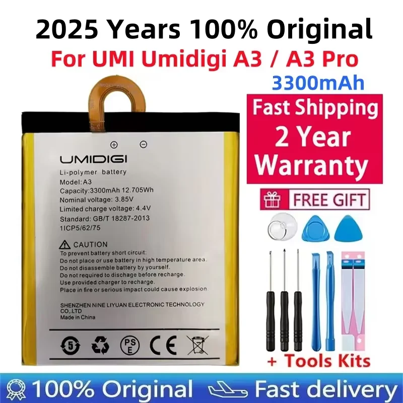 2025 Years 100% Original 3300mAh Replacement Smart Phone Battery For UMI Umidigi A3 A3 Pro Mobile +Tools Free
2025 Years 100% Original 3300mAh Replacement Smart Phone Battery For UMI Umidigi A3 A3 Pro Mobile +Tools Free