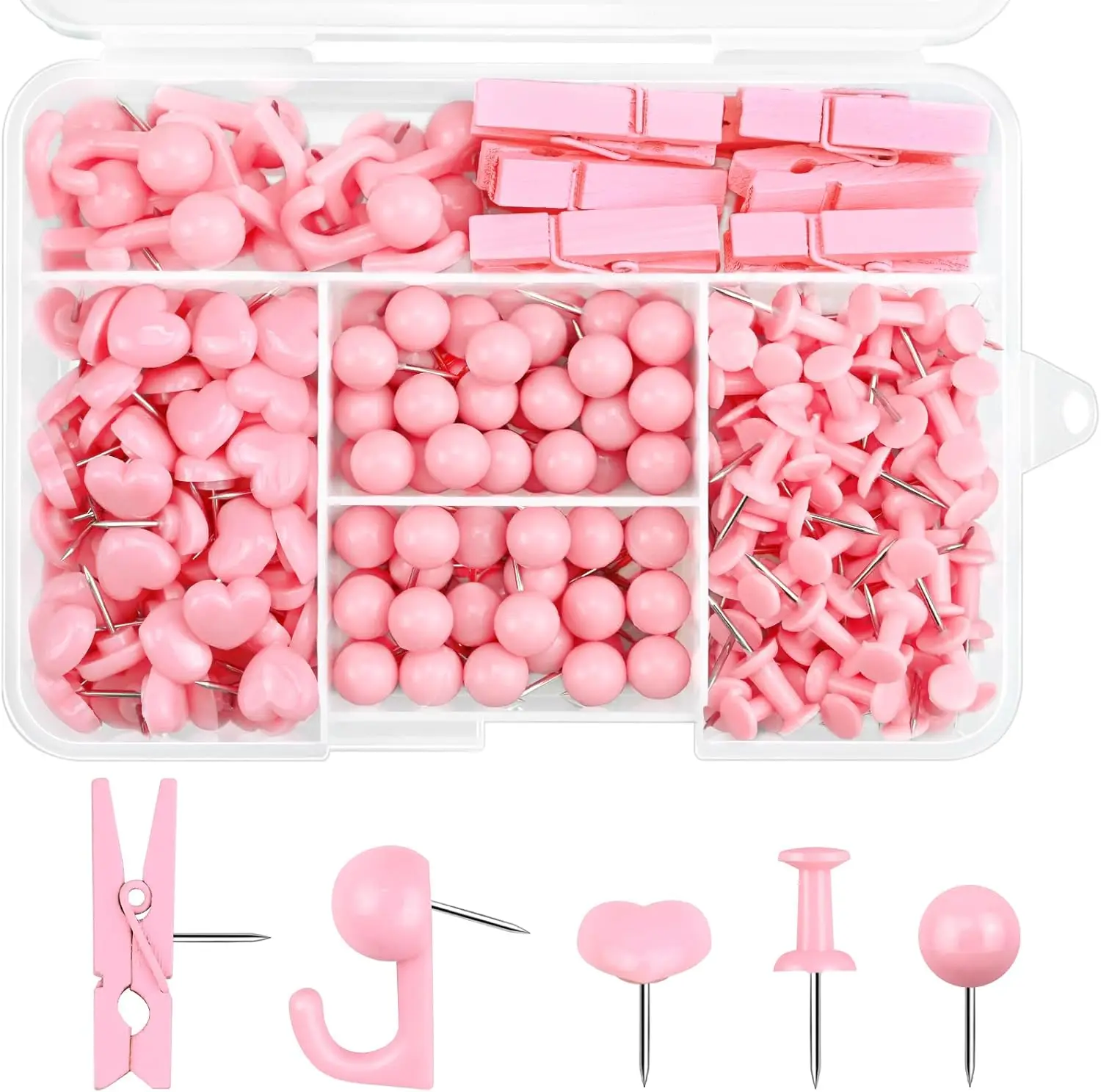 260 Pcs Cute Pink Push Pins Set - 5 Styles for Bulletin Board, Cork Board
260 Pcs Cute Pink Push Pins Set - 5 Styles for Bulletin Board, Cork Board