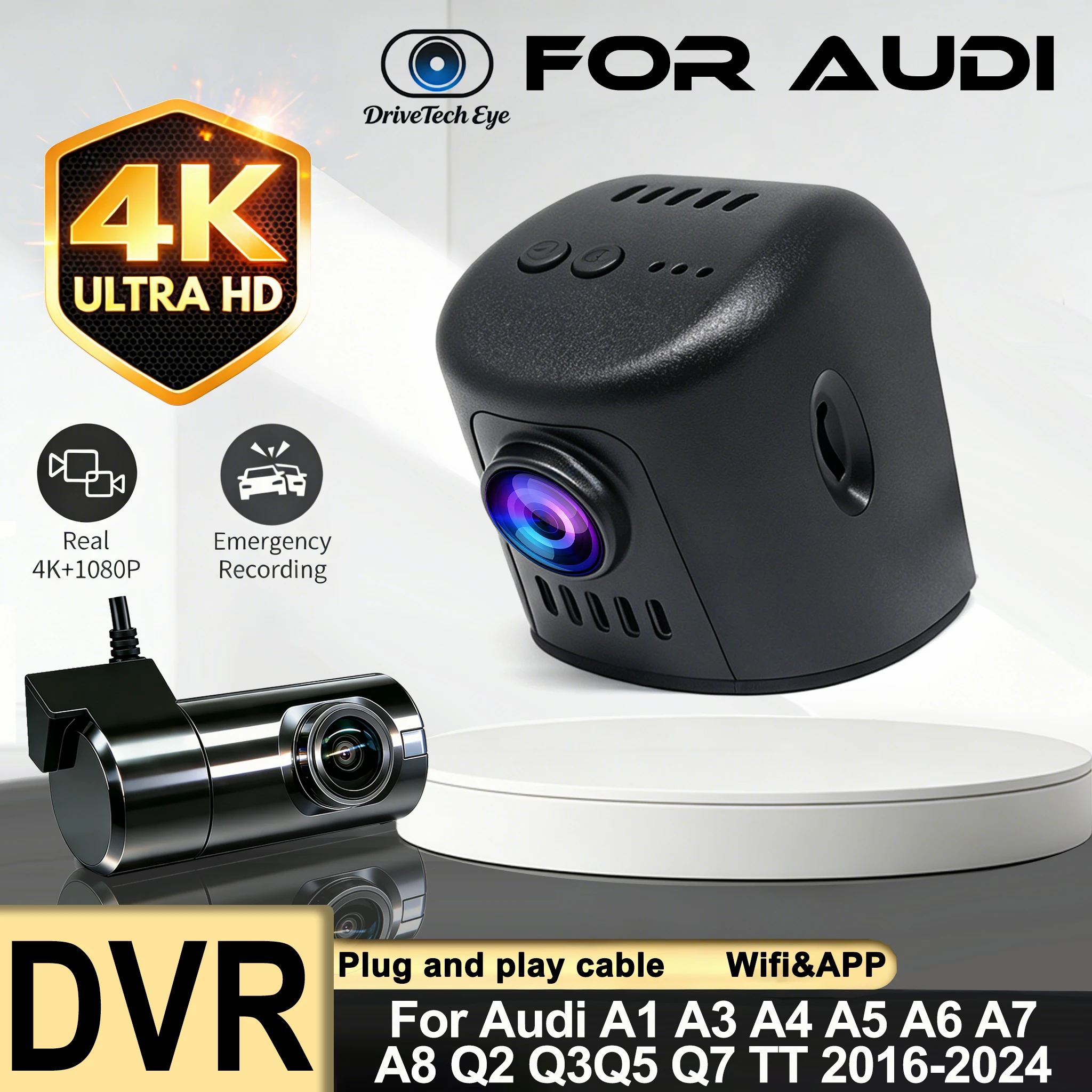 4K Plug And Play Dash Cam Wifi Car DVR For Audi a1 a3 a4 a5 a6 a7 a8 q3 q5 b5 b6 b7 b9 8v c5 c6 c7 2016~2025 APP Control
4K Plug And Play Dash Cam Wifi Car DVR For Audi a1 a3 a4 a5 a6 a7 a8 q3 q5 b5 b6 b7 b9 8v c5 c6 c7 2016~2025 APP Control