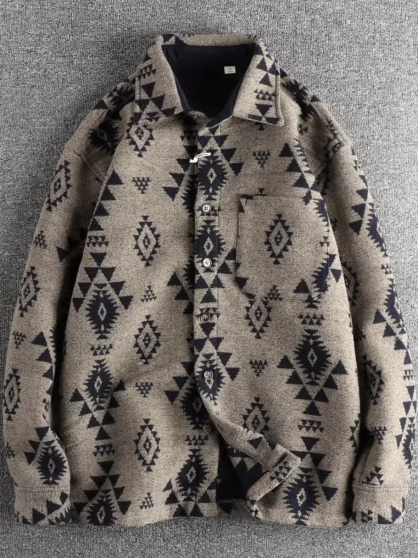 Fashionable American Retro Geometric Print Long Sleeve Shirt Men's Spring Heavyweight Casual Trendy Brand Jacket Loose Fit
Fashionable American Retro Geometric Print Long Sleeve Shirt Men's Spring Heavyweight Casual Trendy Brand Jacket Loose Fit