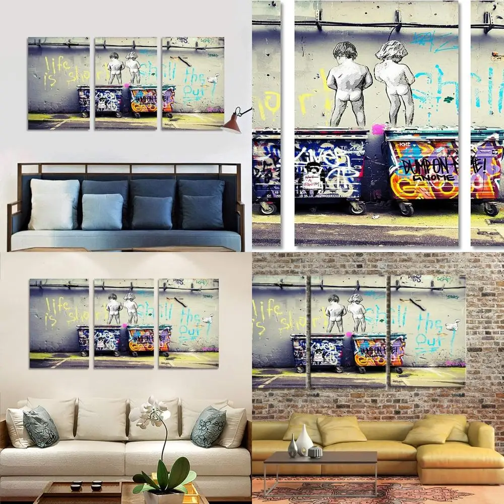 Banksy's Life Is Short Art on Canvas: 3-Panel Street Pop Wall Decor, 20x30 Framed
Banksy's Life Is Short Art on Canvas: 3-Panel Street Pop Wall Decor, 20x30 Framed