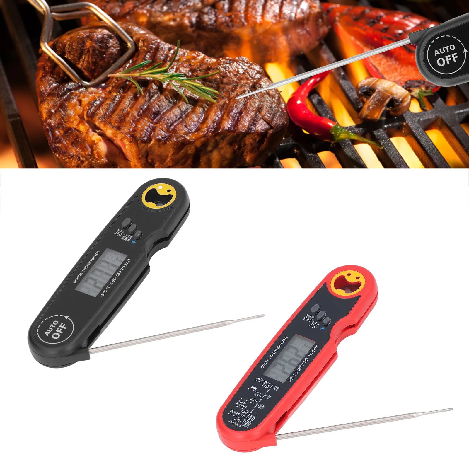 Food Thermometer Widely Applicable Meat Thermometer Probe Read Folding Probe Quick Temperature Measurement for Kitchen
Food Thermometer Widely Applicable Meat Thermometer Probe Read Folding Probe Quick Temperature Measurement for Kitchen