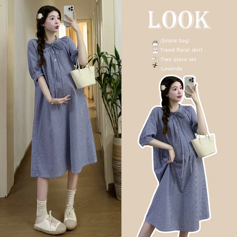 Pregnant Women's Dress 2025 Summer Sweet Bow Short Sleeved Simple Korean Pregnant Women's Dress
Pregnant Women's Dress 2025 Summer Sweet Bow Short Sleeved Simple Korean Pregnant Women's Dress
