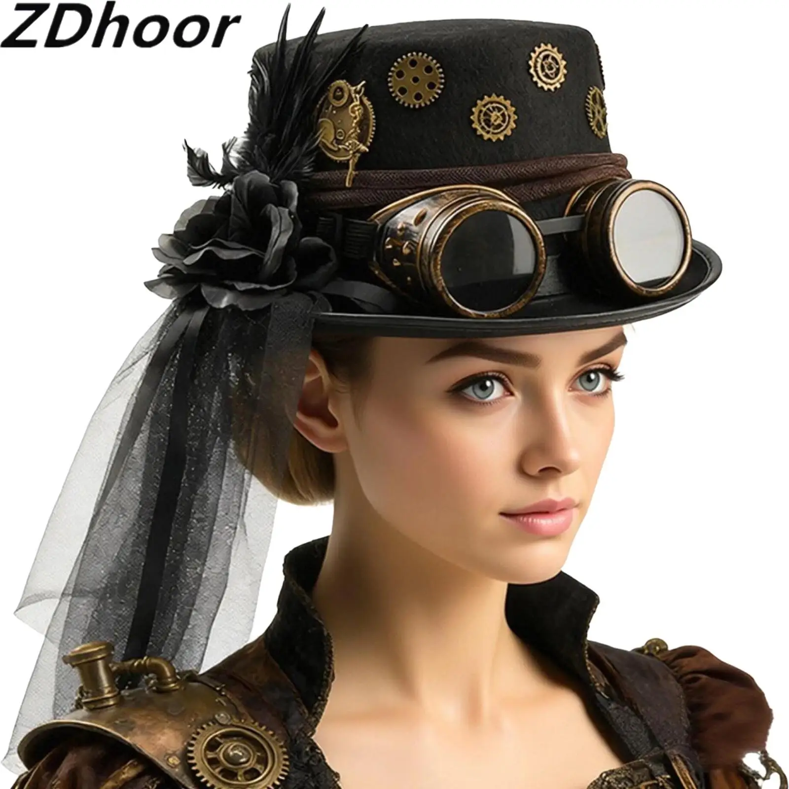 Unisex Men Women Gothic Punk Decorated Top Hat for Cosplay Masquerade Halloween Theme Party
Unisex Men Women Gothic Punk Decorated Top Hat for Cosplay Masquerade Halloween Theme Party
