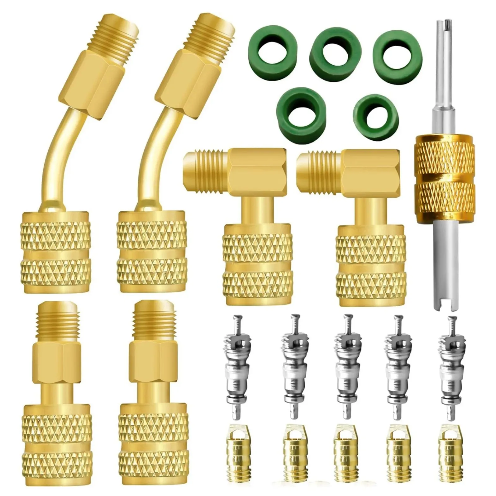 For A/C Repair R410A Adapter Kit Mini Metal Split Set 1/4" Male - 5/16" Female Thread Coupler R410A Refrigerant Hose Kit
For A/C Repair R410A Adapter Kit Mini Metal Split Set 1/4" Male - 5/16" Female Thread Coupler R410A Refrigerant Hose Kit