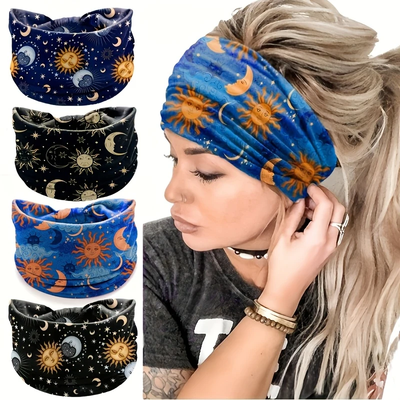 4pcs Bohemian Moon Sun Pattern Sports Headbands Wide Soft Yoga Running Anti-Slip Knot Valentine’s Day Valentine's Elastic Gift
4pcs Bohemian Moon Sun Pattern Sports Headbands Wide Soft Yoga Running Anti-Slip Knot Valentine’s Day Valentine's Elastic Gift