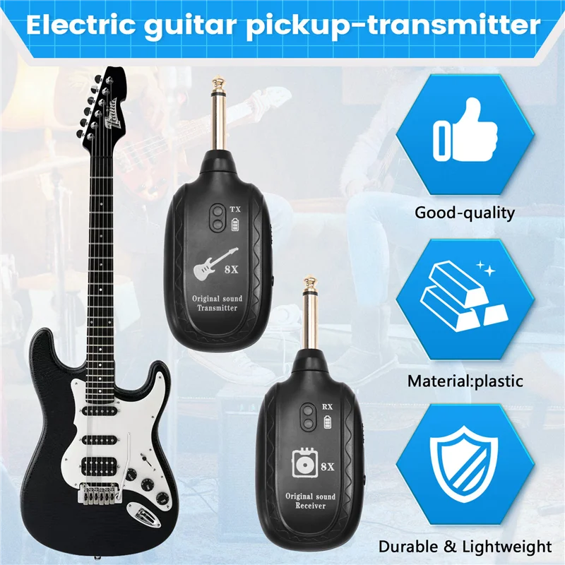 8X Wireless Guitar System Wireless Guitar Transmitter Receiver For Electric Guitar Bass Violin
8X Wireless Guitar System Wireless Guitar Transmitter Receiver For Electric Guitar Bass Violin