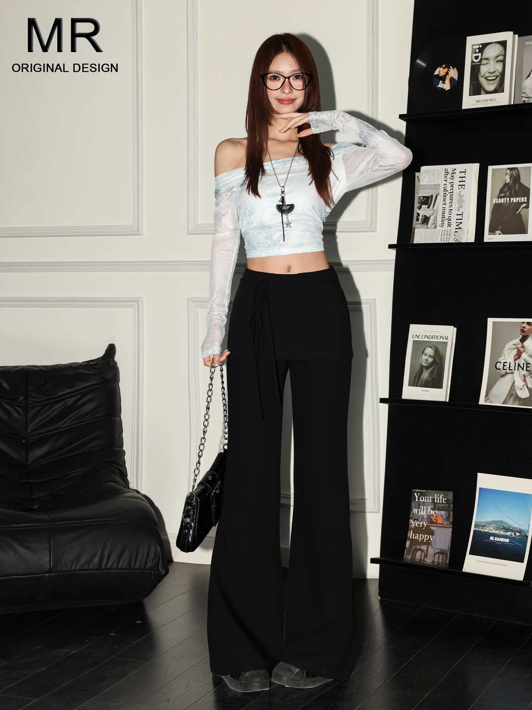 Slimming High Waist Wide Leg Pants Women's Casual Loose Design Black Sexy Girl Early Autumn New Style Fake Two-Piece Trousers
Slimming High Waist Wide Leg Pants Women's Casual Loose Design Black Sexy Girl Early Autumn New Style Fake Two-Piece Trousers