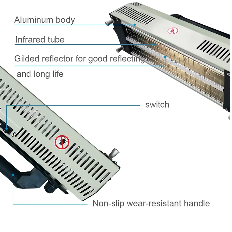 Оборудование для ухода за автомобилем Инфракрасная лампа для отверждения краски Коротковолновая портативная портативная инфракрасная лампа для краски Сушилка IR2 2000 Вт
Оборудование для ухода за автомобилем Инфракрасная лампа для отверждения краски Коротковолновая портативная портативная инфракрасная лампа для краски Сушилка IR2 2000 Вт