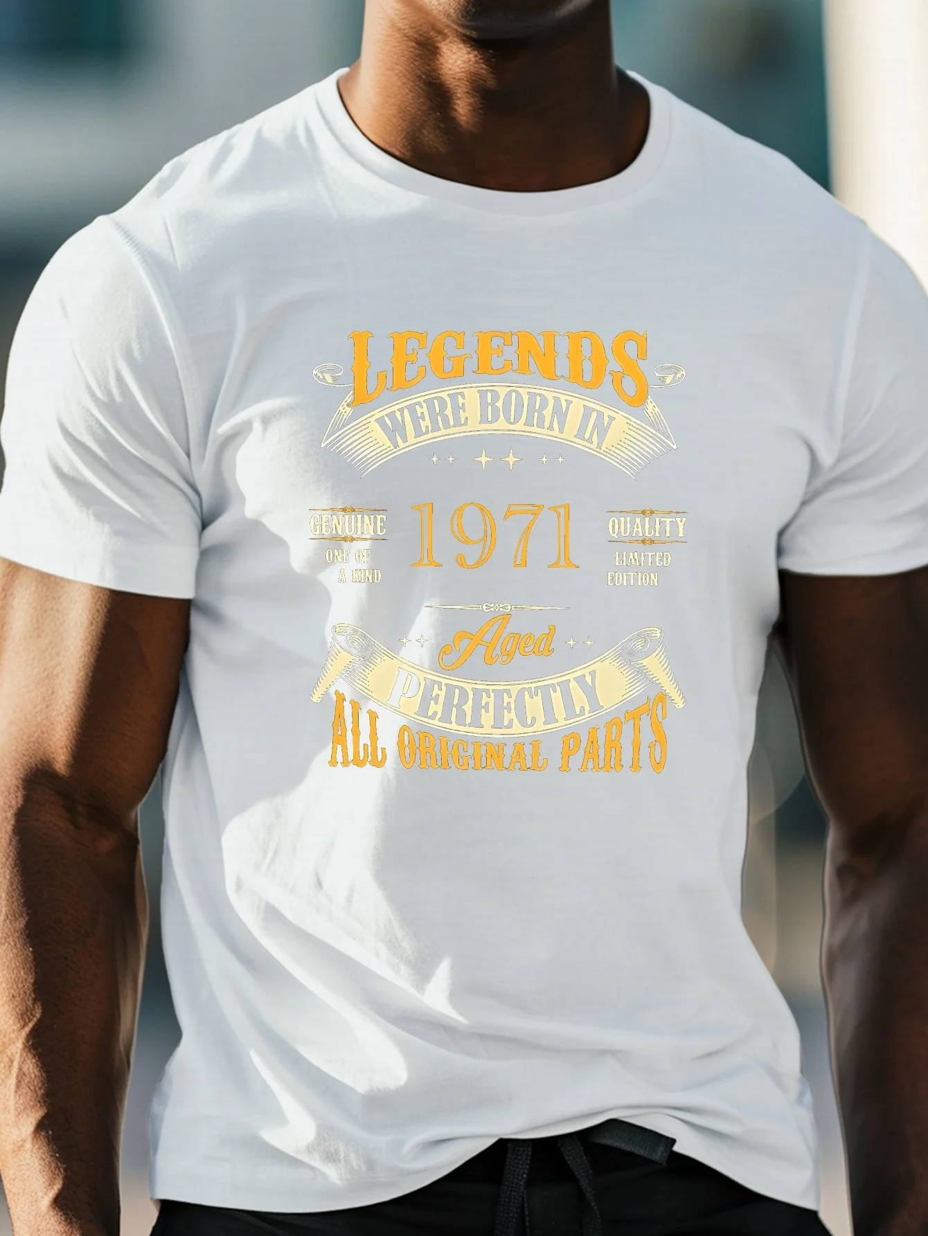 Men'S 1971 Legend Born Print T-Shirt, Casual Crew Neck Short Sleeve Top, 100% Polyester Knit Fabric
Men'S 1971 Legend Born Print T-Shirt, Casual Crew Neck Short Sleeve Top, 100% Polyester Knit Fabric