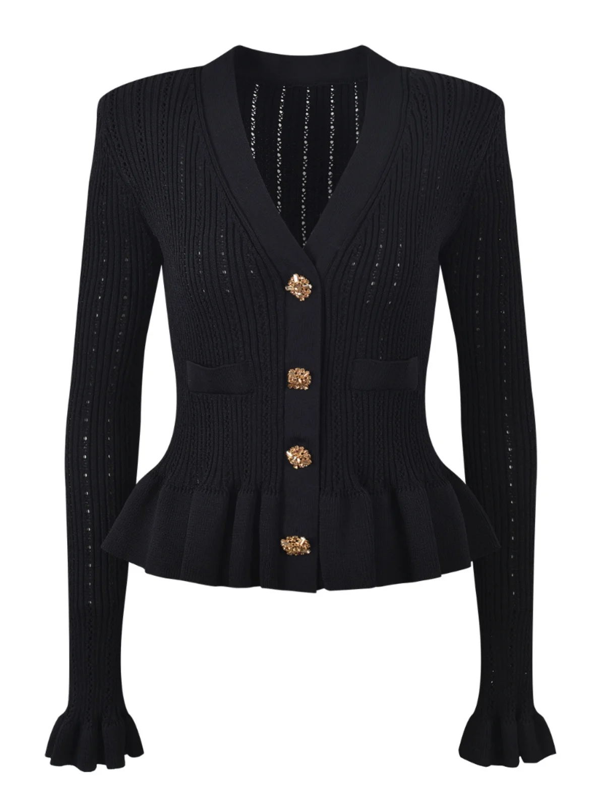 Ele Early Autumn Knitted V-Ne Slim Fit Cardigan with Gold Button oulder Pad Waist-Cinching Slimming Top Coat
Ele Early Autumn Knitted V-Ne Slim Fit Cardigan with Gold Button oulder Pad Waist-Cinching Slimming Top Coat