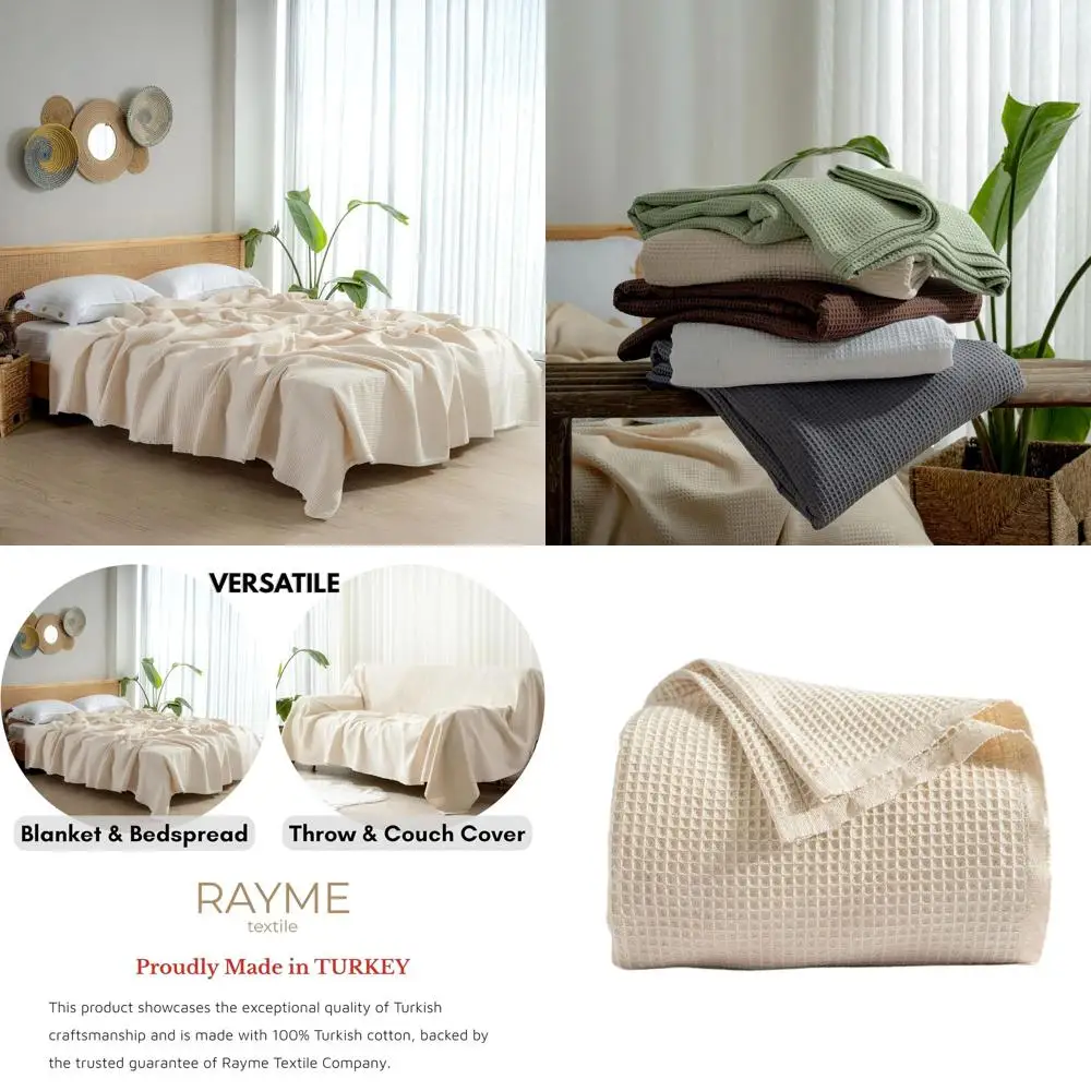 King Size Turkish Cotton Waffle Blanket - Natural, Lightweight for Summer, 90x110
King Size Turkish Cotton Waffle Blanket - Natural, Lightweight for Summer, 90x110