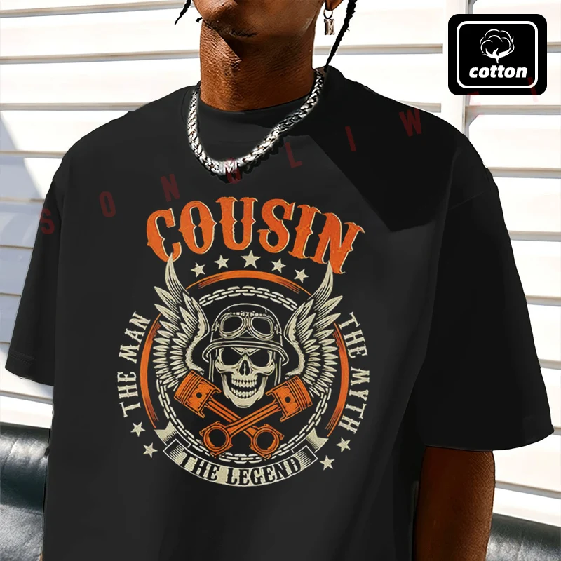 Vintage Biker Cousin Motorcycles Biker For Fathers Day Men's T Shirt Casual Mens Cotton Round Neck Short Sleeved T-shirt
Vintage Biker Cousin Motorcycles Biker For Fathers Day Men's T Shirt Casual Mens Cotton Round Neck Short Sleeved T-shirt
