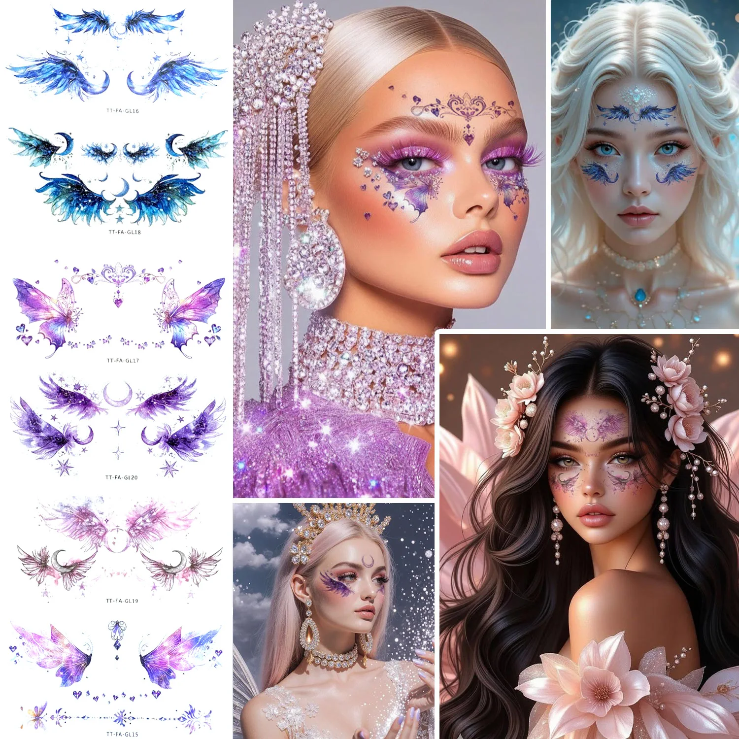 Colorful Angel Glitter Temporary Face Tattoo Stickers Waterproof Premium for Party Eye Corner Makeup High Quality
Colorful Angel Glitter Temporary Face Tattoo Stickers Waterproof Premium for Party Eye Corner Makeup High Quality