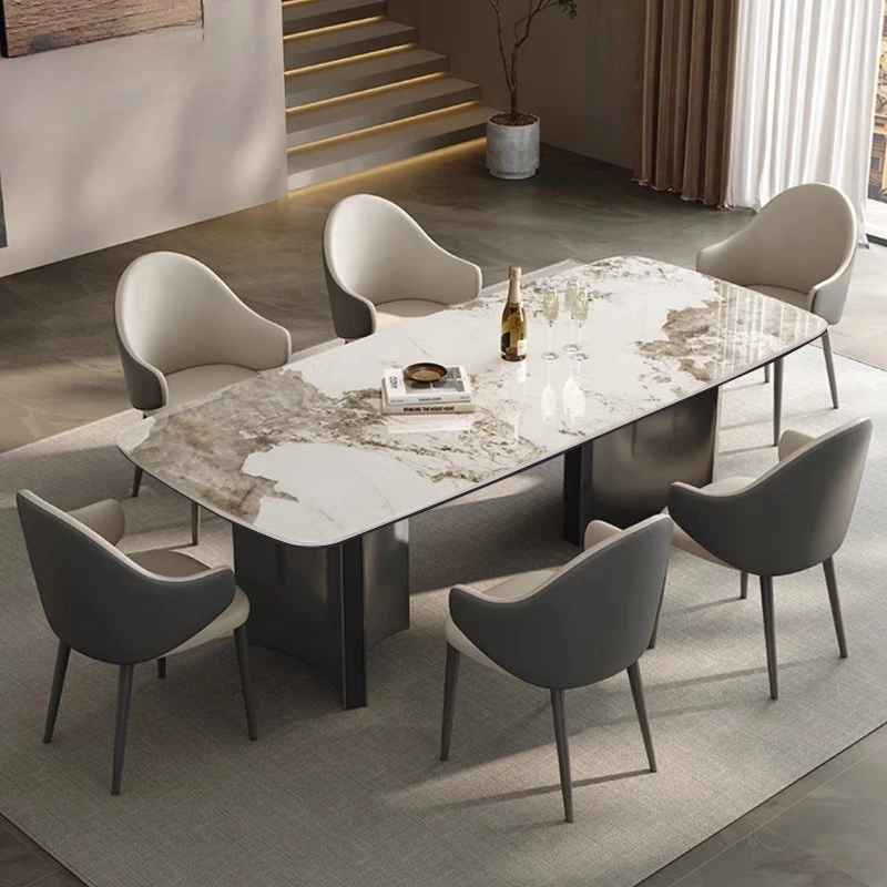 Italian light luxury rectangular rock slab dining table and chair combination household small apartment bright light
Italian light luxury rectangular rock slab dining table and chair combination household small apartment bright light