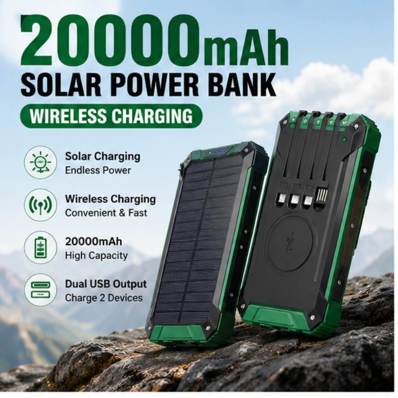 20000MAh Military Grade Solar Power Bank Large Capacity Wireless Charging Foldable Charging Board Outdoor Mobile Power Bank
20000MAh Military Grade Solar Power Bank Large Capacity Wireless Charging Foldable Charging Board Outdoor Mobile Power Bank