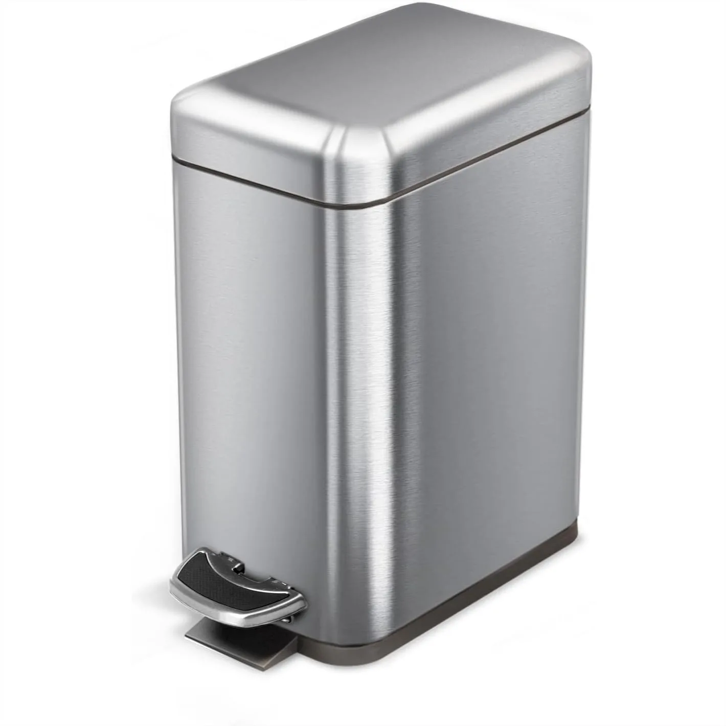 Small Stainless Steel Trash Can with Soft-Close Lid for Bathroom Bedroom Office, Slim Fit Design, Silver
Small Stainless Steel Trash Can with Soft-Close Lid for Bathroom Bedroom Office, Slim Fit Design, Silver