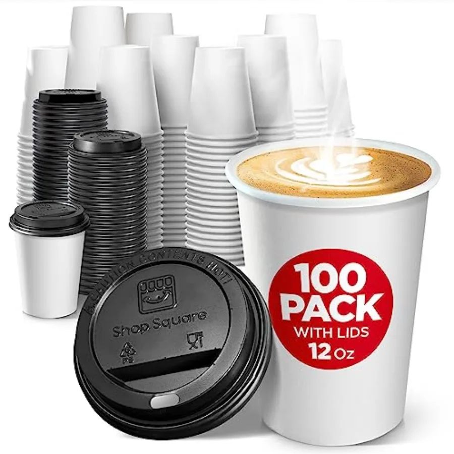 Disposable Coffee Cups with Lids 12 oz 100 Pack - To Go Cups for Hot Cold Drinks, Tea, Hot Chocolate, Water - Poly-Coated for N
Disposable Coffee Cups with Lids 12 oz 100 Pack - To Go Cups for Hot Cold Drinks, Tea, Hot Chocolate, Water - Poly-Coated for N