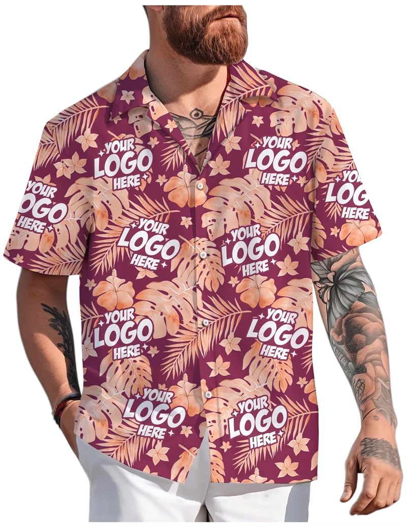 Custom Logo Hawaiian Shirts For Men Summer Fashion Short Sleeve Personalized 3D Printed Shirt Loose Breathable Lapel DIY Blouses
Custom Logo Hawaiian Shirts For Men Summer Fashion Short Sleeve Personalized 3D Printed Shirt Loose Breathable Lapel DIY Blouses