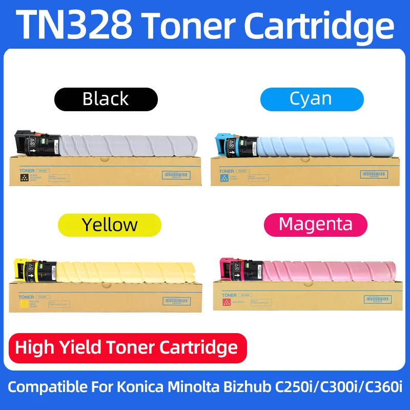 NEW TN328 TN-328 Toner Cartridge High Yield Compatible for Konica Minolta Bizhub C250i C300i C360i Japan Color Copier Toner CMYK
NEW TN328 TN-328 Toner Cartridge High Yield Compatible for Konica Minolta Bizhub C250i C300i C360i Japan Color Copier Toner CMYK